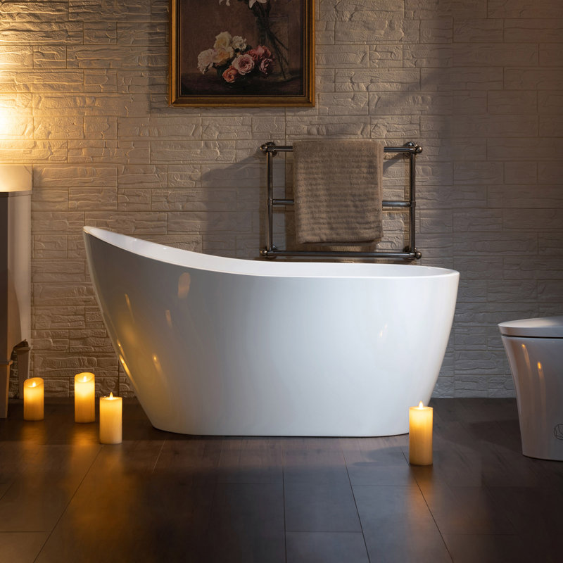 WoodBridge 54" x 28.375" Freestanding Soaking Acrylic Bathtub & Reviews